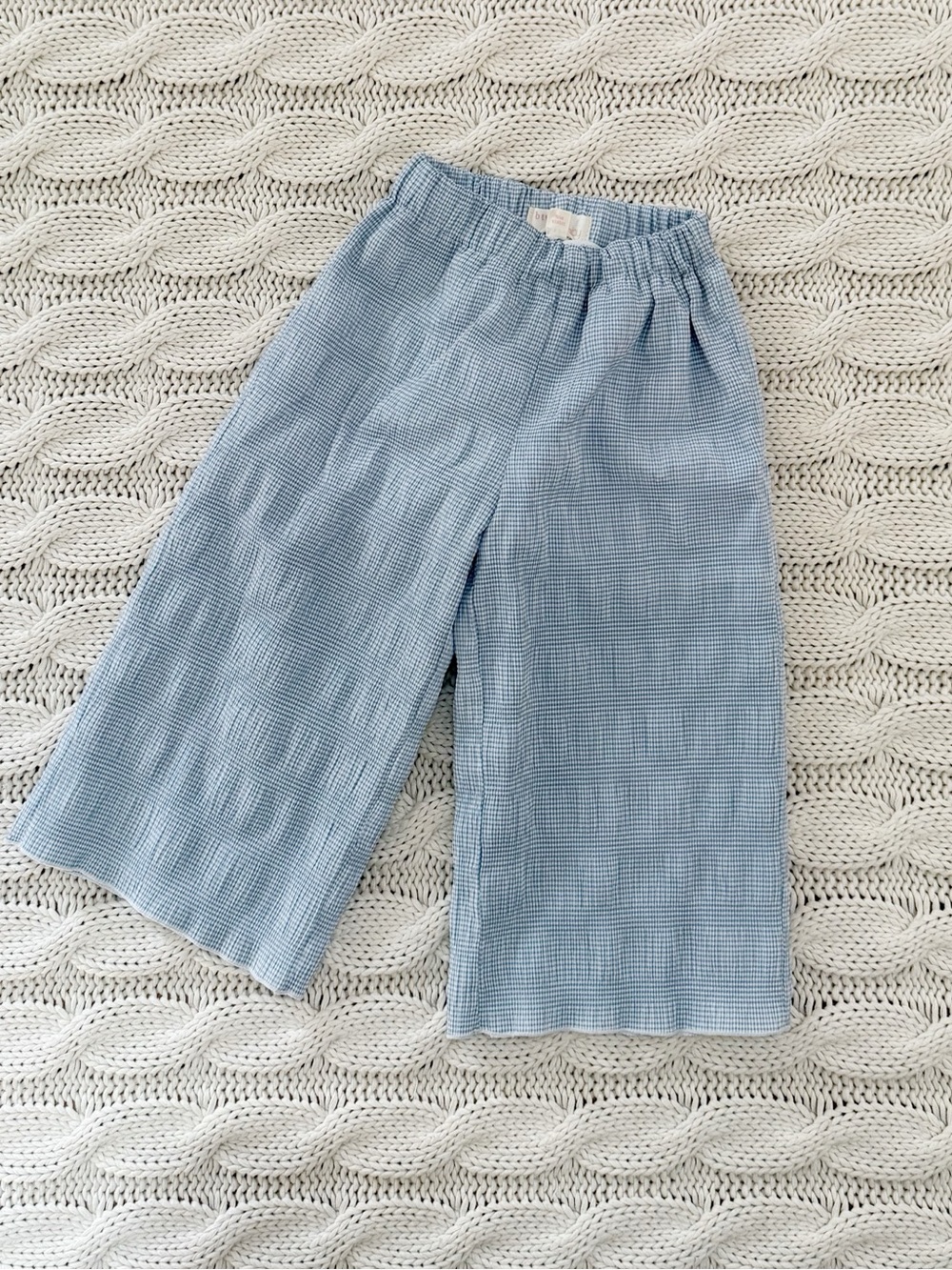 btween Baby Blue Gingham Elastic Waist Pants